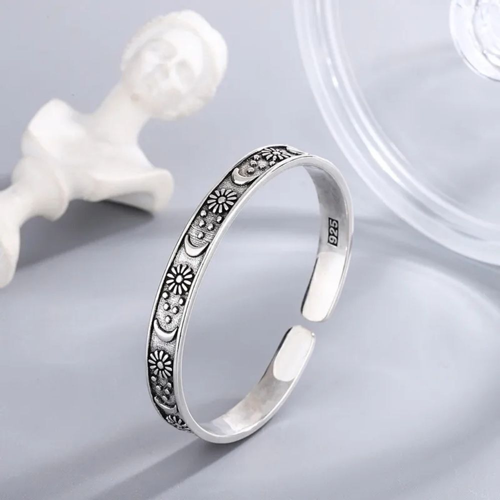 Moon Flower Women's Cuff Bracelet - Picture 4 of 5